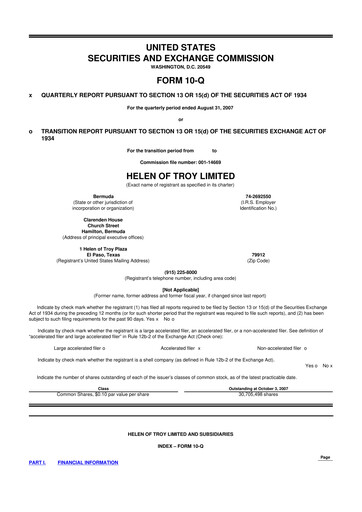 Thumbnail Helen of Troy 10-Q Quarterly Report FY 