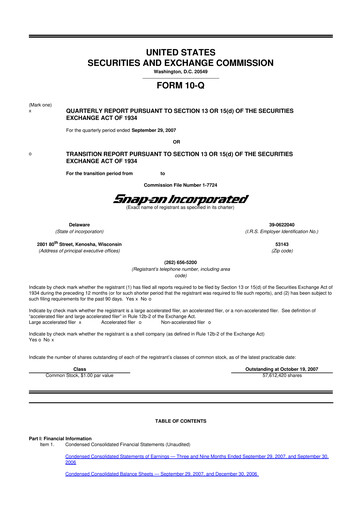 Thumbnail Snap-on 10-Q Quarterly Report FY 