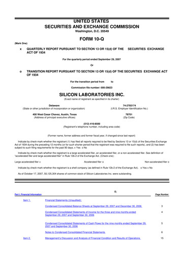Thumbnail Silicon Labs
 10-Q Quarterly Report FY 