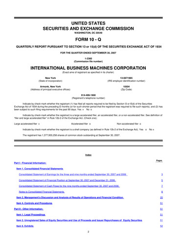 Thumbnail IBM 10-Q Quarterly Report FY 