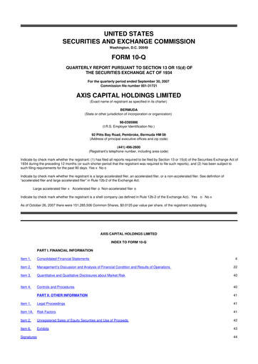 Vorschaubild AXIS Capital
 10-Q Quartalsbericht  