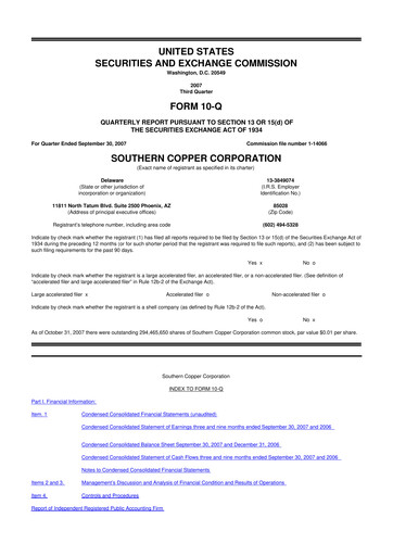 Thumbnail Southern Copper 10-Q Quarterly Report FY 
