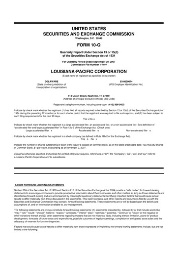 Thumbnail Louisiana-Pacific
 10-Q Quarterly Report FY 