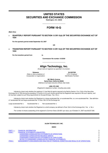 Miniature Align Technology
 10-Q Rapport trimestriel  