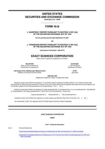 Vorschaubild Exact Sciences 10-Q Quartalsbericht  