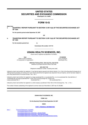 Thumbnail USANA 10-Q Quarterly Report FY 