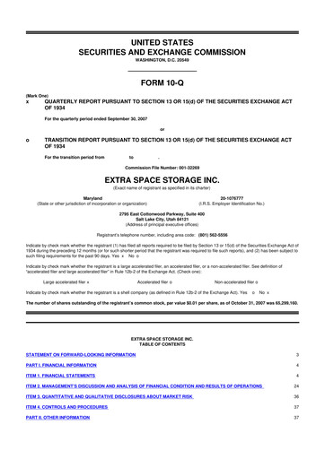 Vorschaubild Extra Space Storage
 10-Q Quartalsbericht  