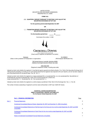 Thumbnail Churchill Downs 10-Q Quarterly Report FY 