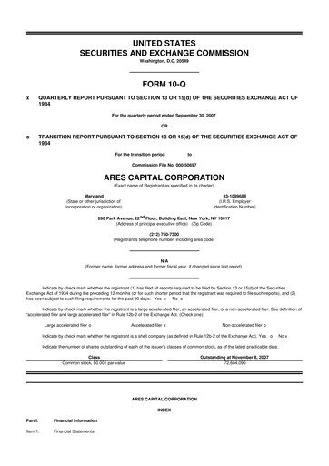 Thumbnail Ares Capital
 10-Q Quarterly Report FY 