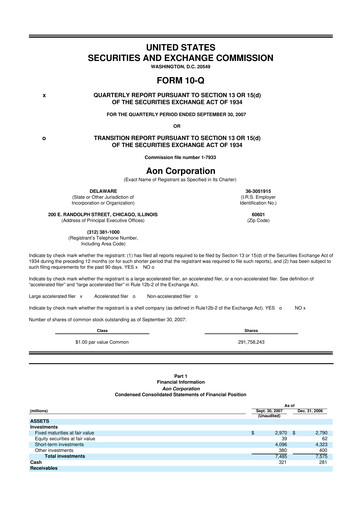 Thumbnail Aon 10-Q Quarterly Report FY 