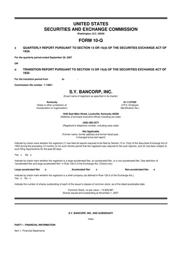 Thumbnail Stock Yards Bancorp 10-Q Quarterly Report FY 