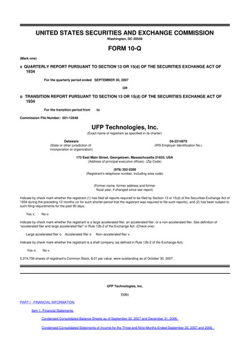 Vorschaubild UFP Technologies
 10-Q Quartalsbericht  