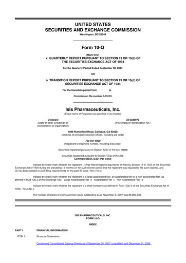 Thumbnail Ionis Pharmaceuticals
 10-Q Quarterly Report FY 