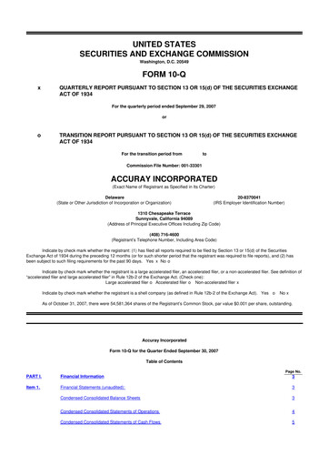Thumbnail Accuray 10-Q Quarterly Report FY 