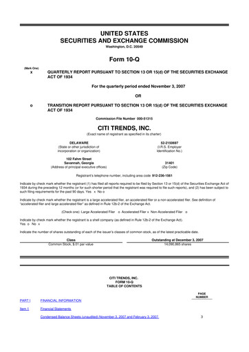 Thumbnail Citi Trends, Inc. 10-Q Quarterly Report FY 