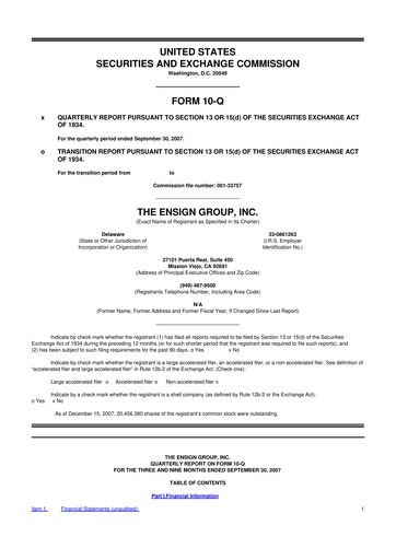 Thumbnail The Ensign Group 10-Q Quarterly Report FY 
