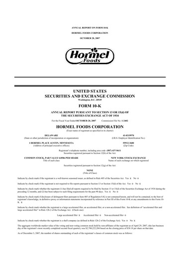 Thumbnail Hormel Foods 10-K Annual Report 