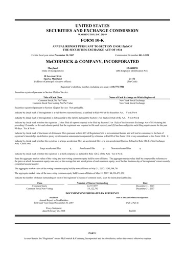 Thumbnail McCormick & Company
 10-K Annual Report 