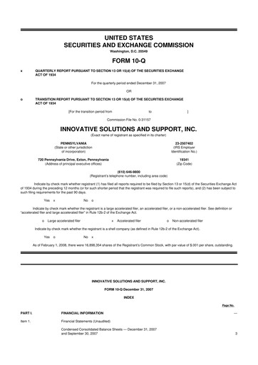 Miniature Innovative Solutions and Support 10-Q Rapport trimestriel  