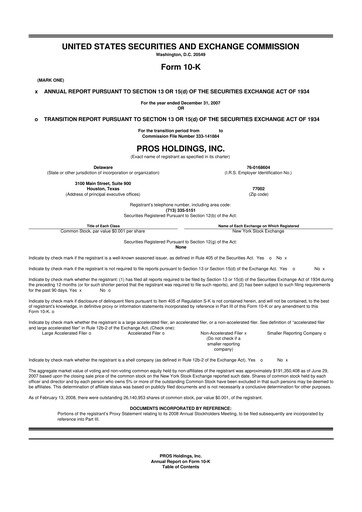 Vorschaubild PROS Holdings, Inc.
 10-K Jahresbericht 