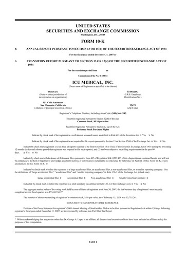 Thumbnail ICU Medical
 10-K Annual Report 