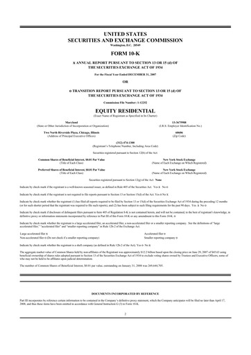 Thumbnail Equity Residential
 10-K Annual Report 