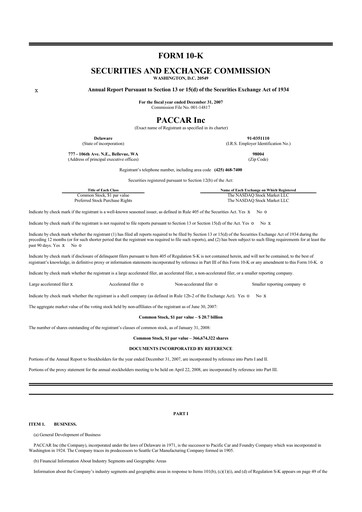 Thumbnail Paccar 10-K Annual Report 