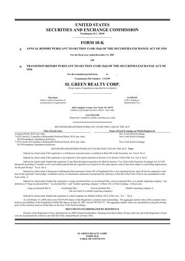 Thumbnail SL Green Realty
 10-K Annual Report 