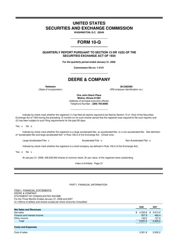 Thumbnail Deere & Company (John Deere) 10-Q Quarterly Report FY 