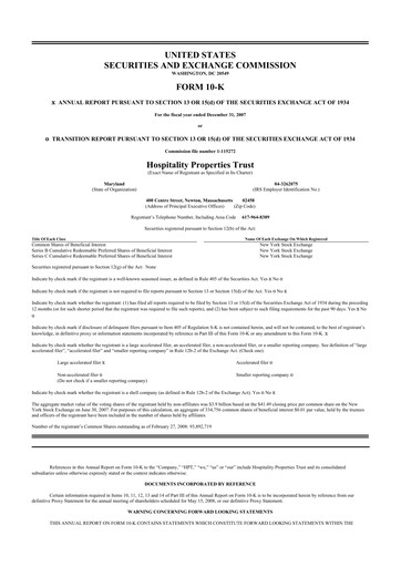 Thumbnail Service Properties Trust 10-K Annual Report 