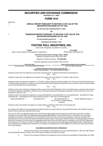 Thumbnail Tootsie Roll Industries
 10-K Annual Report 