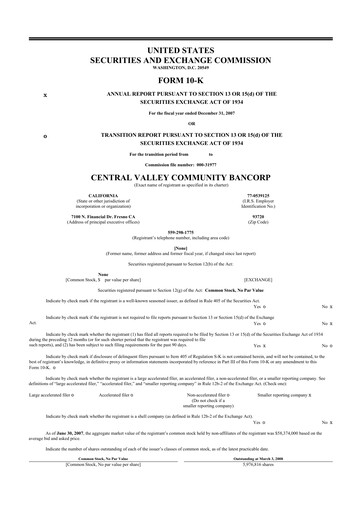 Vorschaubild Community West Bancshares 10-K Jahresbericht 