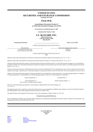 Thumbnail Stock Yards Bancorp 10-K Annual Report 