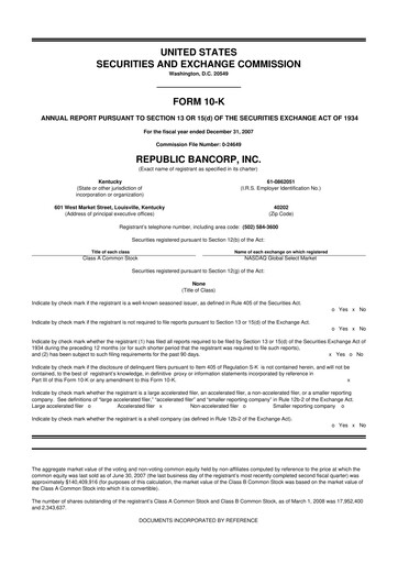 Thumbnail Republic Bank 10-K Annual Report 