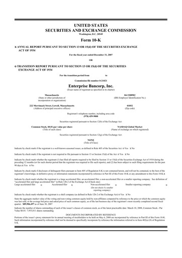 Thumbnail Enterprise Bancorp 10-K Annual Report 