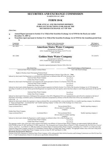 Thumbnail American States Water
 10-K Annual Report 