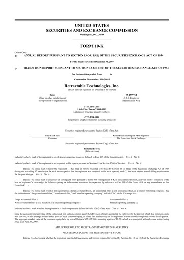 Thumbnail Retractable Technologies 10-K Annual Report 