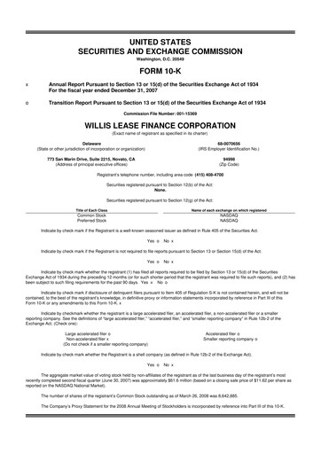 Thumbnail Willis Lease Finance Corporation 10-K Annual Report 