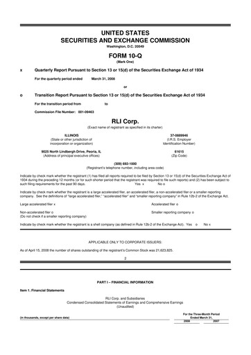 Vorschaubild RLI Corp.
 10-Q Quartalsbericht  