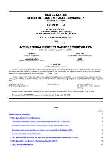 Thumbnail IBM 10-Q Quarterly Report FY 