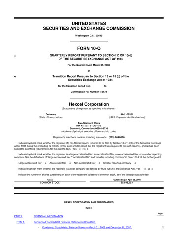 Thumbnail Hexcel
 10-Q Quarterly Report FY 