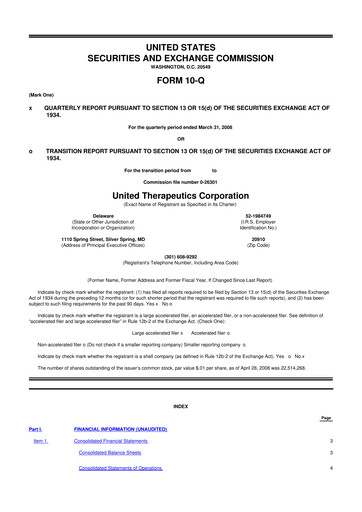 Thumbnail United Therapeutics 10-Q Quarterly Report FY 