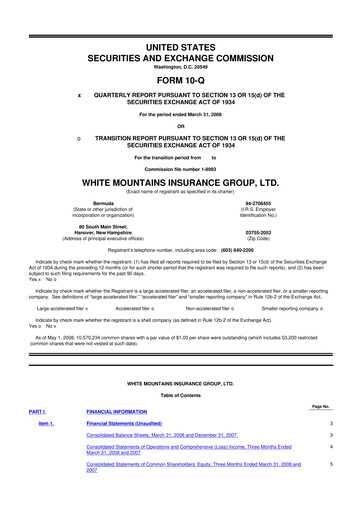 Vorschaubild White Mountains Insurance Group 10-Q Quartalsbericht  