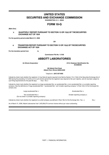 Thumbnail Abbott Laboratories 10-Q Quarterly Report FY 