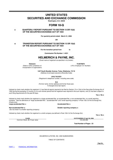 Thumbnail Helmerich & Payne

 10-Q Quarterly Report FY 