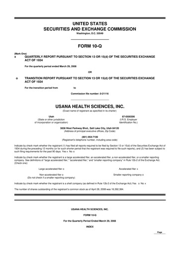 Thumbnail USANA 10-Q Quarterly Report FY 