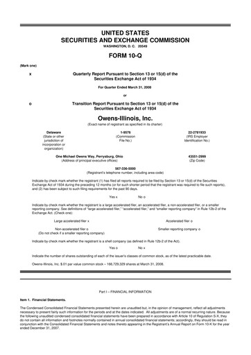 Thumbnail O-I Glass
 10-Q Quarterly Report FY 