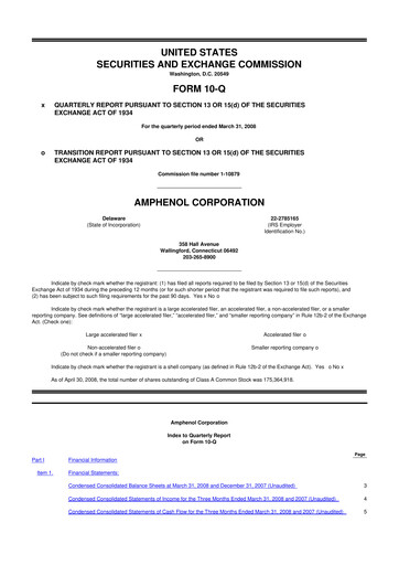 Thumbnail Amphenol 10-Q Quarterly Report FY 