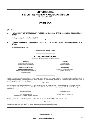 Thumbnail ACI Worldwide
 10-Q Quarterly Report FY 