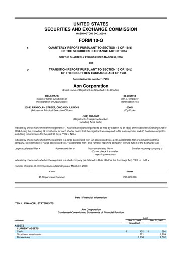 Thumbnail Aon 10-Q Quarterly Report FY 